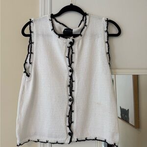 ASOS White Button-Up Top with Black Edging